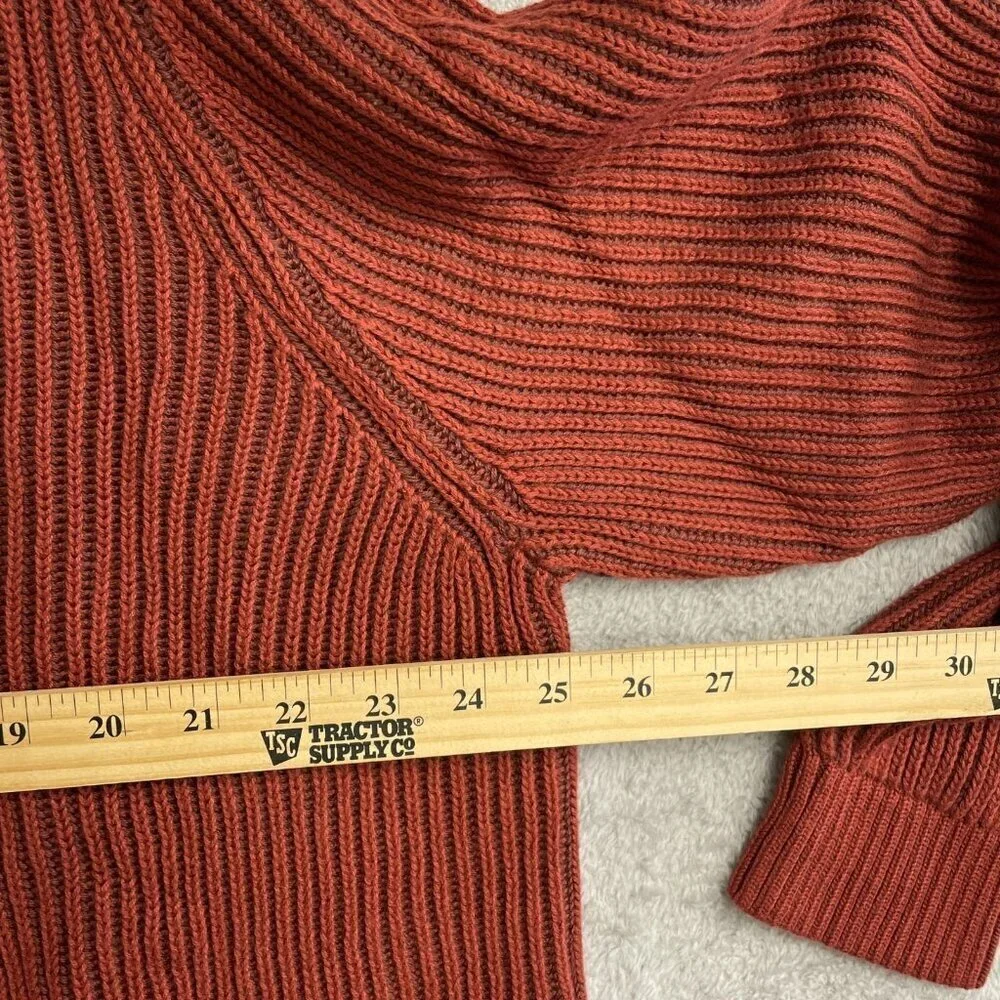 NEW Lands' End Drifter Men's XL 1/4 Zip Ribbed Sweater Rust Red 100% Cotton